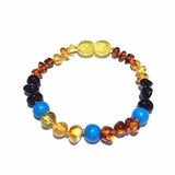 Child Boho Gemstone and Rainbow Baltic Amber Anklet Bracelet Love Amber X