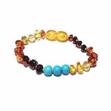 Child Boho Gemstone and Rainbow Baltic Amber Anklet Bracelet Love Amber X