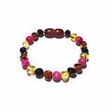 Child Cherry Bomb Pink Jasper and Rainbow Baltic Amber Anklet Bracelet Love Amber X