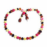 Child Cherry Bomb Pink Jasper Rainbow Baltic Amber Necklace Love Amber X