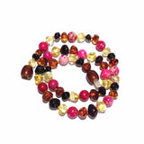 Child Cherry Bomb Pink Jasper Rainbow Baltic Amber Necklace Love Amber X