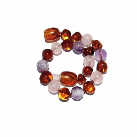 Child Dark Tara Amethyst Rose Quartz Cognac Baltic Amber Anklet Bracelet Love Amber X