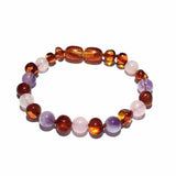 Child Dark Tara Amethyst Rose Quartz Cognac Baltic Amber Anklet Bracelet Love Amber X
