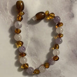 Child Dark Tara Amethyst Rose Quartz Cognac Baltic Amber Anklet Bracelet Love Amber X