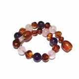 Child Dark Tara Amethyst Rose Quartz Cognac Baltic Amber Anklet Bracelet Love Amber X