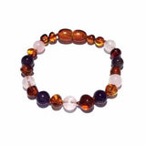 Child Dark Tara Amethyst Rose Quartz Cognac Baltic Amber Anklet Bracelet Love Amber X