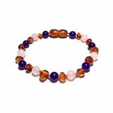 Child Dark Tara Amethyst Rose Quartz Cognac Baltic Amber Anklet Bracelet Love Amber X
