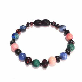 Child Earthchild Gemstones and Cherry Baltic Amber Anklet Bracelet Love Amber X
