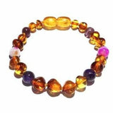 Child Emily Amethyst Purple Pink Agate and Honey Baltic Amber Anklet Bracelet Love Amber X