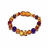 Child Emily Amethyst Purple Pink Agate and Honey Baltic Amber Anklet Bracelet Love Amber X