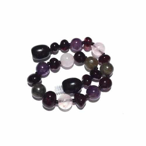 Child Gaia Amethyst Rose Quartz Labradorite Cherry Baltic Amber Anklet Bracelet Love Amber X