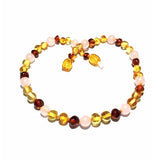 Child Kate Cognac & Honey Baltic Amber Rose Quartz Necklace Love Amber X