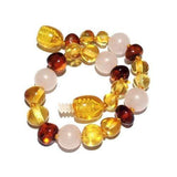 Child Kate Rose Quartz Cognac & Honey Baltic Amber Anklet Bracelet Love Amber X