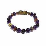 Child Layla Amethyst and Green Baltic Amber Anklet Bracelet Love Amber X