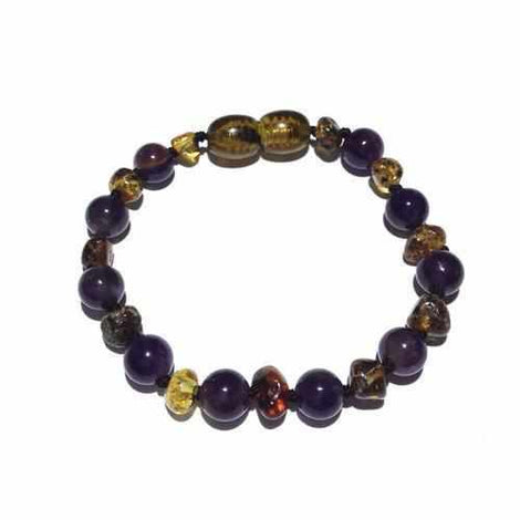 Child Layla Amethyst and Green Baltic Amber Anklet Bracelet Love Amber X