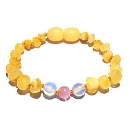 Child Marshmallow Pink Cats Eye Butterscotch Baltic Amber Anklet Bracelet Love Amber X