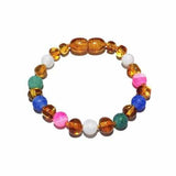 Child Mermaid Pink Blue Green Dragon Agate and Honey Baltic Amber Anklet Bracelet Love Amber X