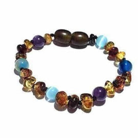 Child Ocean Amethyst Blue Cats Eyes Agate Green Baltic Amber Anklet Bracelet Love Amber X