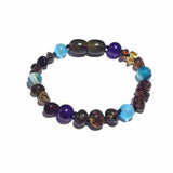 Child Ocean Amethyst Blue Cats Eyes Agate Green Baltic Amber Anklet Bracelet Love Amber X