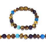 Child Ocean Amethyst Blue Cats Eyes Agate Green Baltic Amber Anklet Bracelet Love Amber X