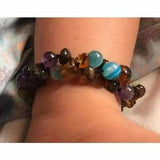 Child Ocean Amethyst Blue Cats Eyes Agate Green Baltic Amber Anklet Bracelet Love Amber X