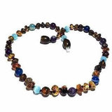 Child Ocean Green Baltic Amber Amethyst Blue Cats Eyes Necklace Love Amber X