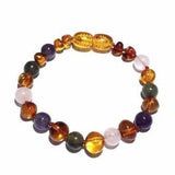 Child Olivia Amethyst Rose Quartz Labradorite Cognac Baltic Amber Anklet Bracelet Love Amber X