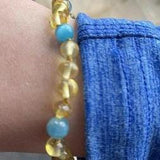 Child Paradiso Blue Cats Eyes Aquamarine Gemstones Baltic Amber Anklet Bracelet Love Amber X