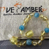 Child Paradiso Blue Cats Eyes Aquamarine Gemstones Baltic Amber Anklet Bracelet Love Amber X