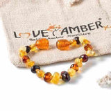 Child Pebble Beach Polished Mixed Baltic Amber Anklet Bracelet Love Amber X
