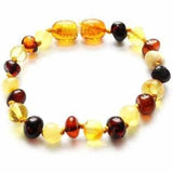 Child Pebble Beach Polished Mixed Baltic Amber Anklet Bracelet Love Amber X