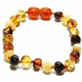 Child Pebble Beach Polished Mixed Baltic Amber Anklet Bracelet Love Amber X