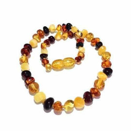 Child Pebble Beach Polished Mixed Baltic Amber Necklace Love Amber X
