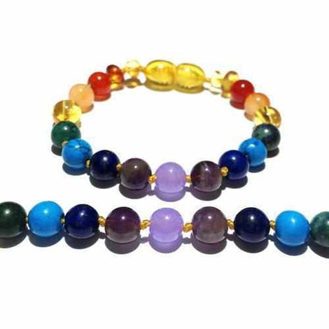 Child Phoebe Chakra Gemstones Polished Lemon Baltic Amber Anklet Love Amber X