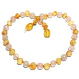 Child Pink Candy Floss Raw Honey Rose Quartz Baltic Amber Necklace Love Amber X