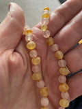 Child Pink Candy Floss Raw Honey Rose Quartz Baltic Amber Necklace Love Amber X