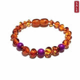 Child Plumberry Purple Howlite and Polished Cognac Baltic Amber Anklet Bracelet Love Amber X