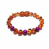 Child Plumberry Purple Howlite and Polished Cognac Baltic Amber Anklet Bracelet Love Amber X