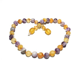 Child Purple Rain Raw Honey Amethyst Gemstone Baltic Amber Necklace Love Amber X