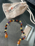 Child Shanti Amethyst Shungite Polished Baltic Amber Anklet Bracelet Love Amber X