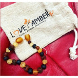 Child Shingle Raw Mixed Baltic Amber Anklet Love Amber X