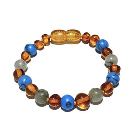 Child Shoreline Blue Howlite Labradorite Polished Honey Calming Baltic Amber Anklet Love Amber X