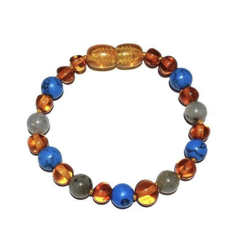 Child Shoreline Blue Howlite Labradorite Polished Honey Calming Baltic Amber Anklet Love Amber X