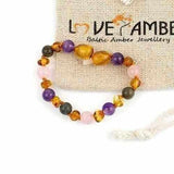 Child Titania Amethyst Rose Quartz Labradorite Honey Baltic Amber Anklet Bracelet Love Amber X
