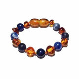Child Truth Sodalite and Polished Cognac Baltic Amber Anklet Bracelet Love Amber X