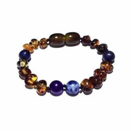 Child Twilight Lapis Lazuli Sodalite Amethyst and Green Baltic Amber Anklet Love Amber X