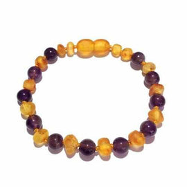 Child Violet Raw Honey Amethyst Gemstone Baltic Amber Anklet Love Amber X