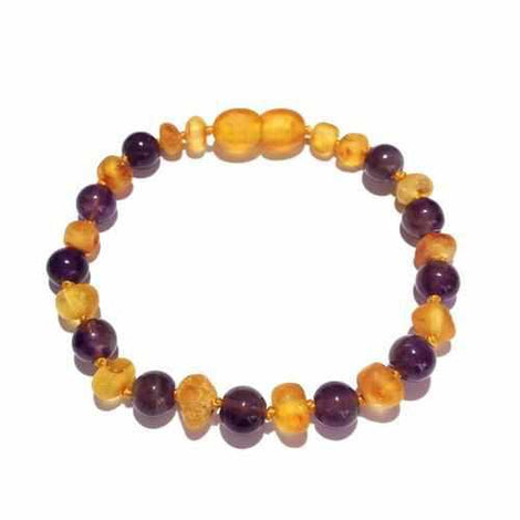 Child Violet Raw Honey Amethyst Gemstone Baltic Amber Anklet Love Amber X