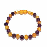 Child Violet Raw Honey Amethyst Gemstone Baltic Amber Anklet Love Amber X