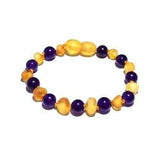 Child Violet Raw Honey Amethyst Gemstone Baltic Amber Anklet Love Amber X